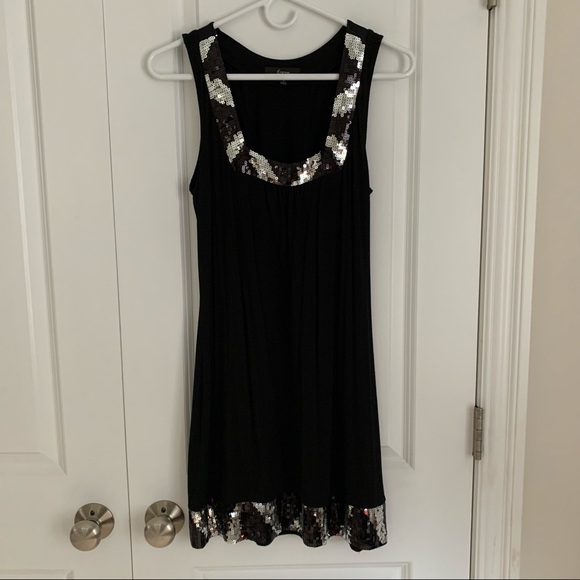 EXPRESS Dress - Black with black/silver sequins - Picture 1 of 6